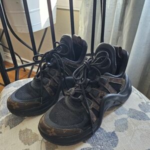 Louis Vuitton Black and Brown Athletic Sneakers with Chunky Design